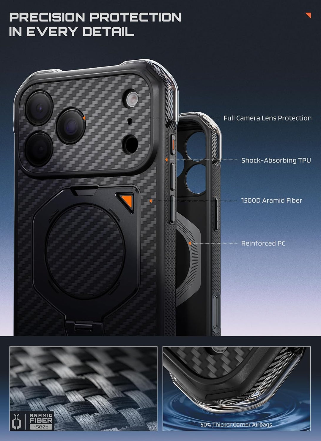 SUPCASE for iPhone 18 Pro Max Case with 360° Rotating Stand, Airbag Protection, 360° Kickstand, Fit for MagSafe, Camera Control, Heavy-Duty Phone Case for iPhone 17 /18 Pro Max, UB Aero