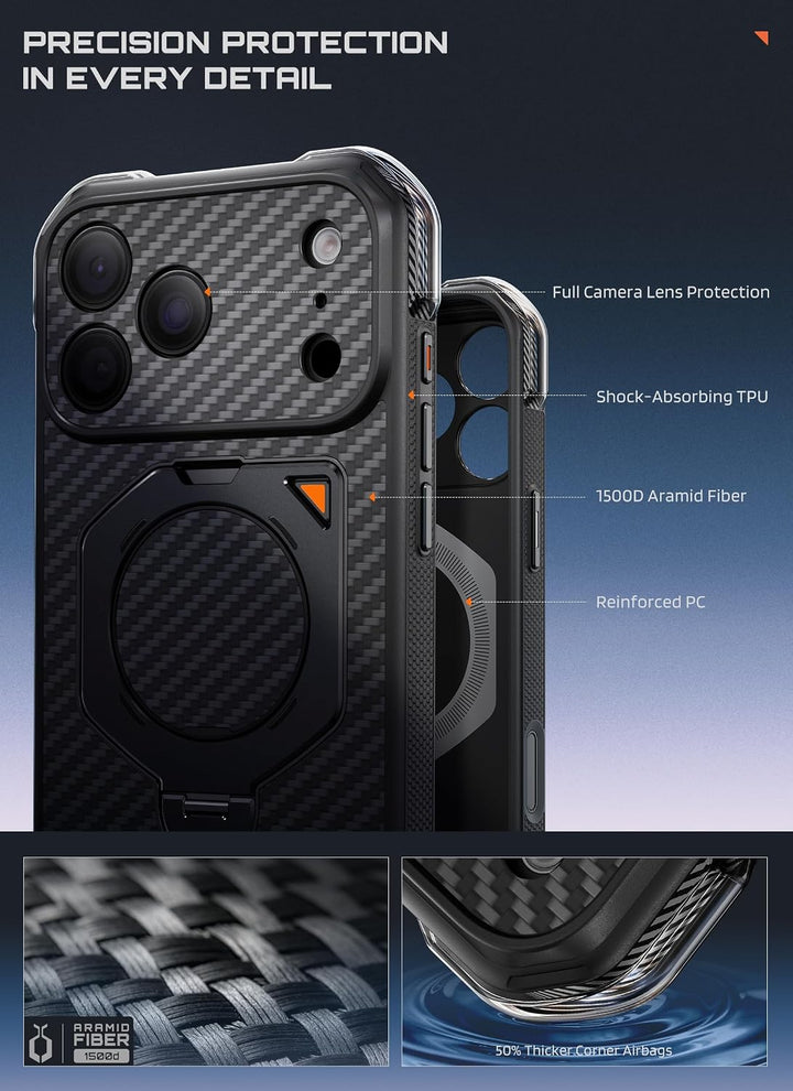 SUPCASE for iPhone 18 Pro Max Case with 360° Rotating Stand, Airbag Protection, 360° Kickstand, Fit for MagSafe, Camera Control, Heavy-Duty Phone Case for iPhone 17 /18 Pro Max, UB Aero