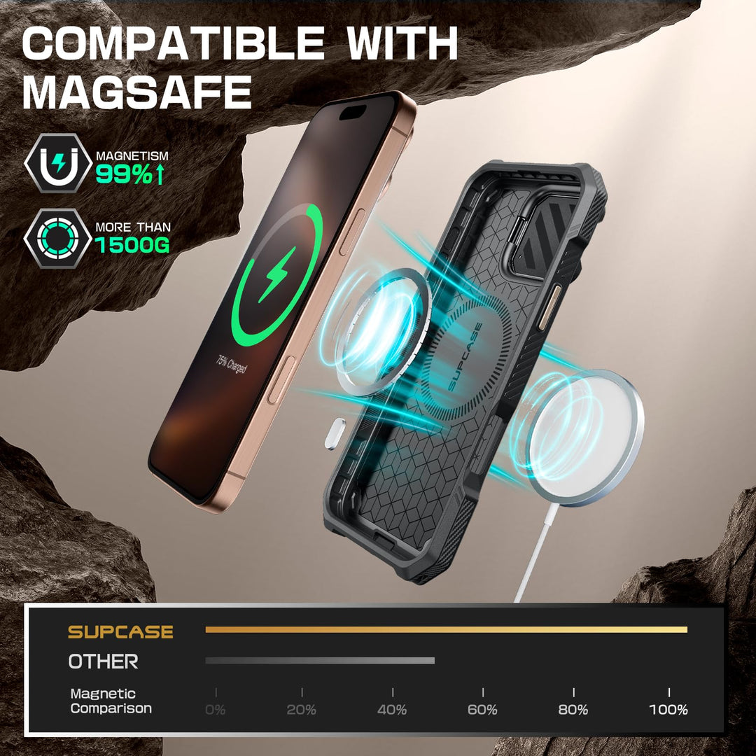 SUPCASE for iPhone 16 Pro Case 6.3'' 2024 with Camera Control Capture Button (UBMag XT), [Compatible with MagSafe] [Camera Cover Stand] [Military-Grade Protection] Rugged Magnetic Phone Case