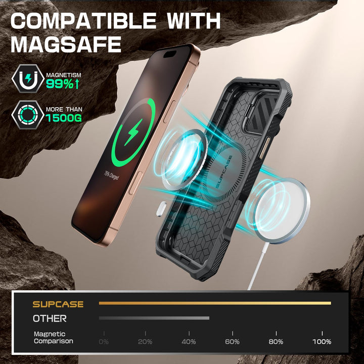SUPCASE for iPhone 16 Pro Case 6.3'' 2024 with Camera Control Capture Button (UBMag XT), [Compatible with MagSafe] [Camera Cover Stand] [Military-Grade Protection] Rugged Magnetic Phone Case