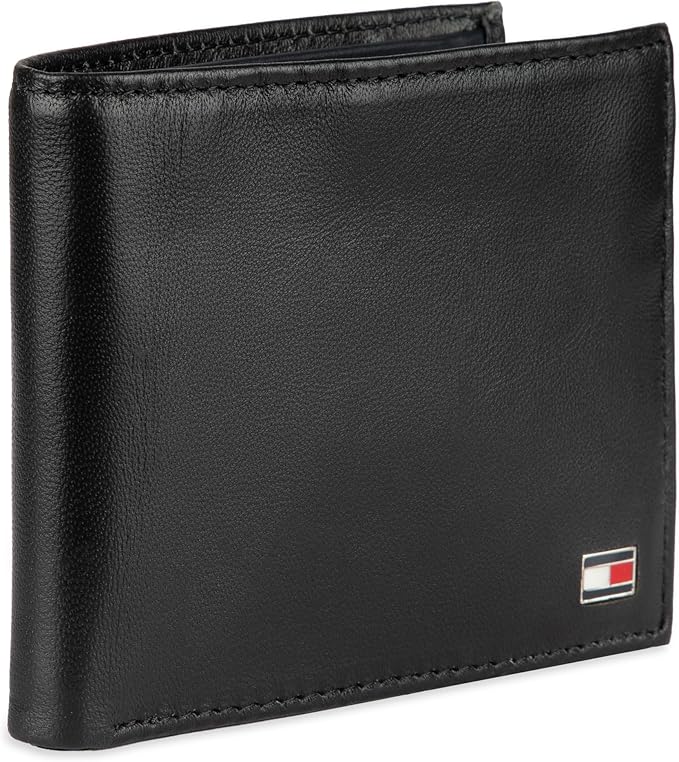 Tommy Hilfiger Men's RFID Blocking 100% Leather Passcase Wallet, Oxford Black