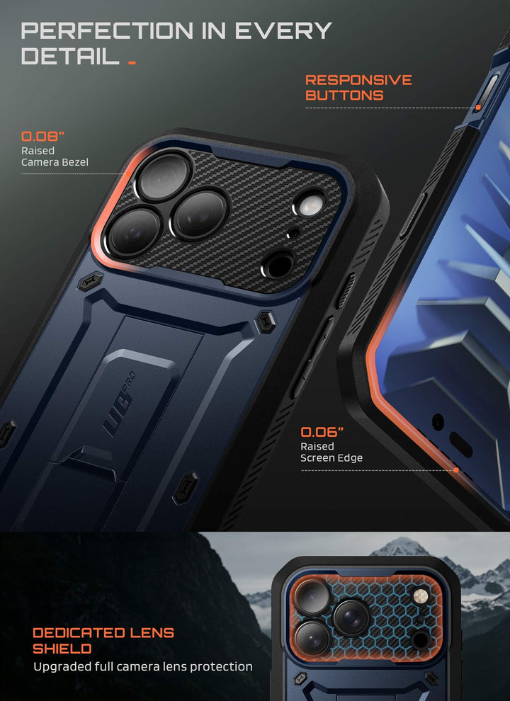 SUPCASE for iPhone Case, Belt Clip, Military-Grade Protection, Built-in Kickstand &amp; Screen Protector, Camera Control, Heavy-Duty Phone Case, Unicorn Beetle Pro