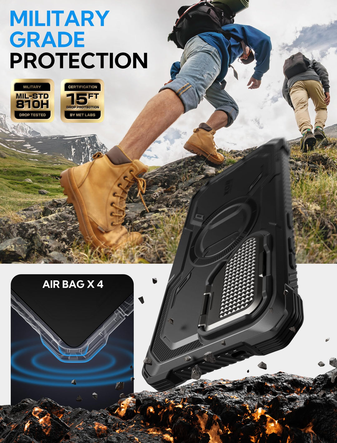 i-Blason Armorbox for Samsung Galaxy S25 Case MagSafe with Camera Cover Stand [Military Protection] Full-Body Heavy Duty Magnetic Phone Case with Screen Protector for S25