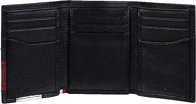 Tommy Hilfiger Men's Genuine Leather Slim Trifold Wallet with ID Window - 3alababak