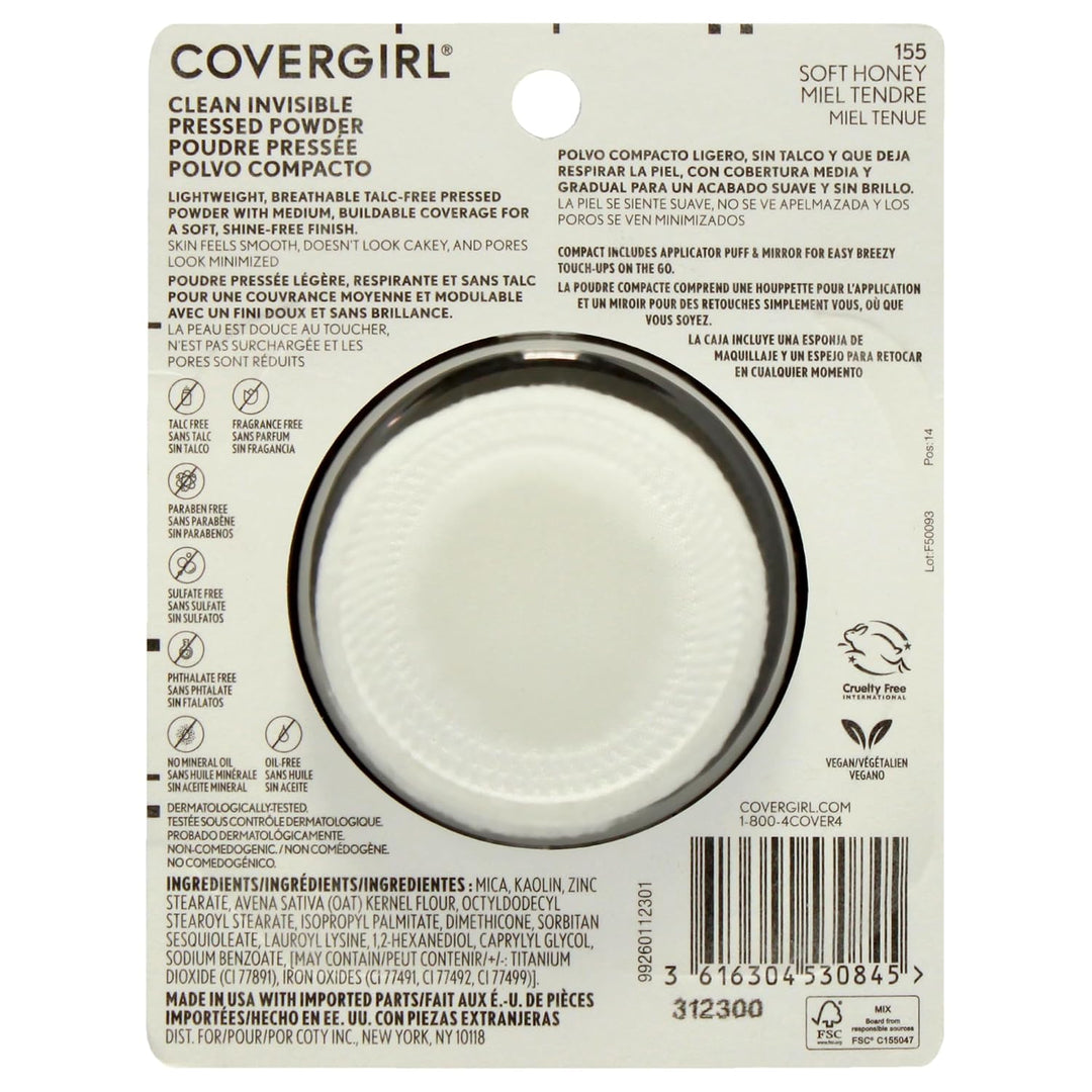 Covergirl Clean Invisible Pressed Powder, Lightweight, Breathable, Vegan Formula