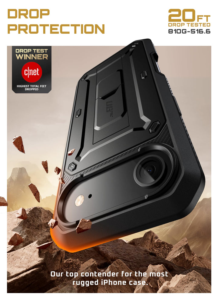 SUPCASE for iPhone Case, Belt Clip, Military-Grade Protection, Built-in Kickstand &amp; Screen Protector, Camera Control, Heavy-Duty Phone Case, Unicorn Beetle Pro