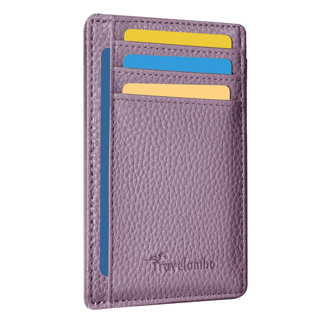 Travelambo Front Pocket Minimalist Leather Slim Wallet RFID Blocking Medium Size