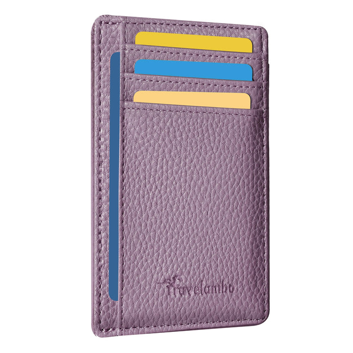 Travelambo Front Pocket Minimalist Leather Slim Wallet RFID Blocking Medium Size