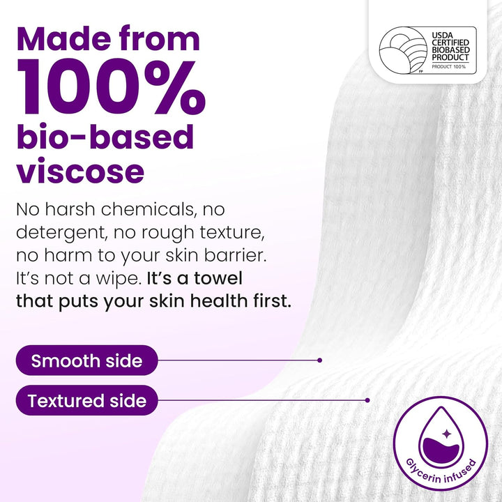 CLEAN SKIN CLUB Healthy Aging Clean Towels® XL, Smooths Fine Lines Wrinkles &amp; Texture, Disposable Face Dry Wipes, XL - 1 Pack (50 count)