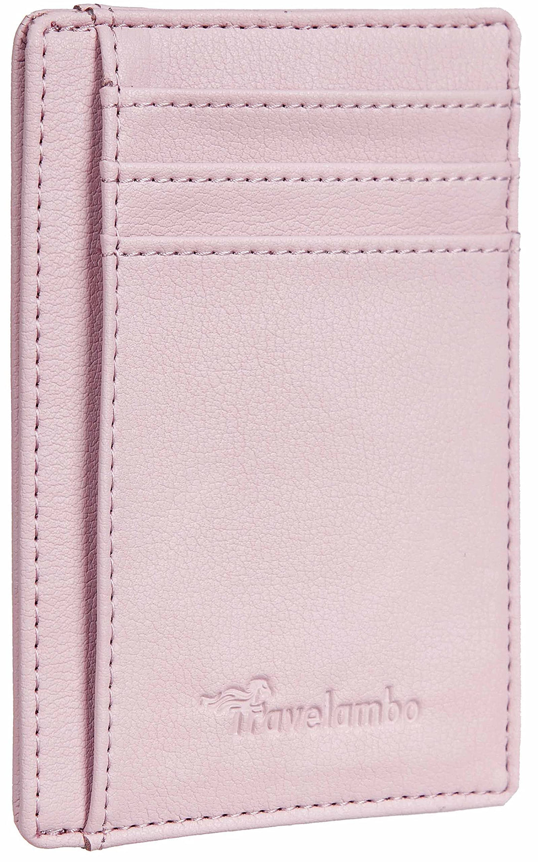 Travelambo Front Pocket Minimalist Leather Slim Wallet RFID Blocking Medium Size