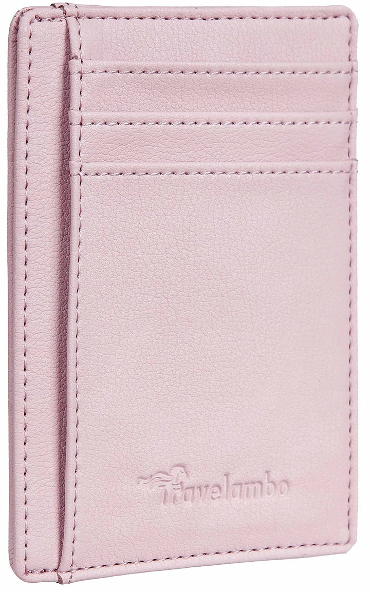 Travelambo Front Pocket Minimalist Leather Slim Wallet RFID Blocking Medium Size