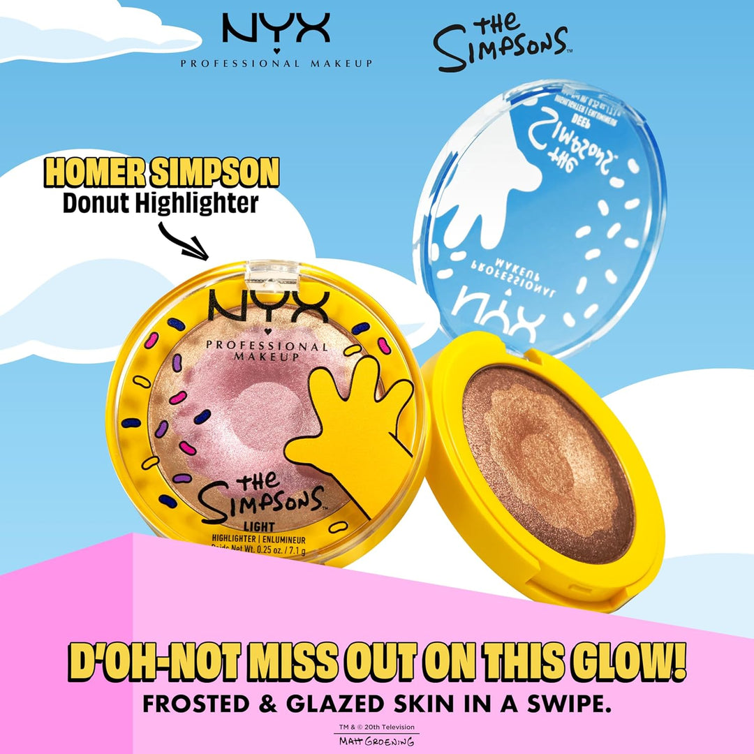 NYX PROFESSIONAL MAKEUP هايلايتر هومر سيمبسون دونت، بودرة لامعة مدهشة وناعمة كالحرير، بالتعاون مع سيمبسون، نباتي ولم يختبر على الحيوانات