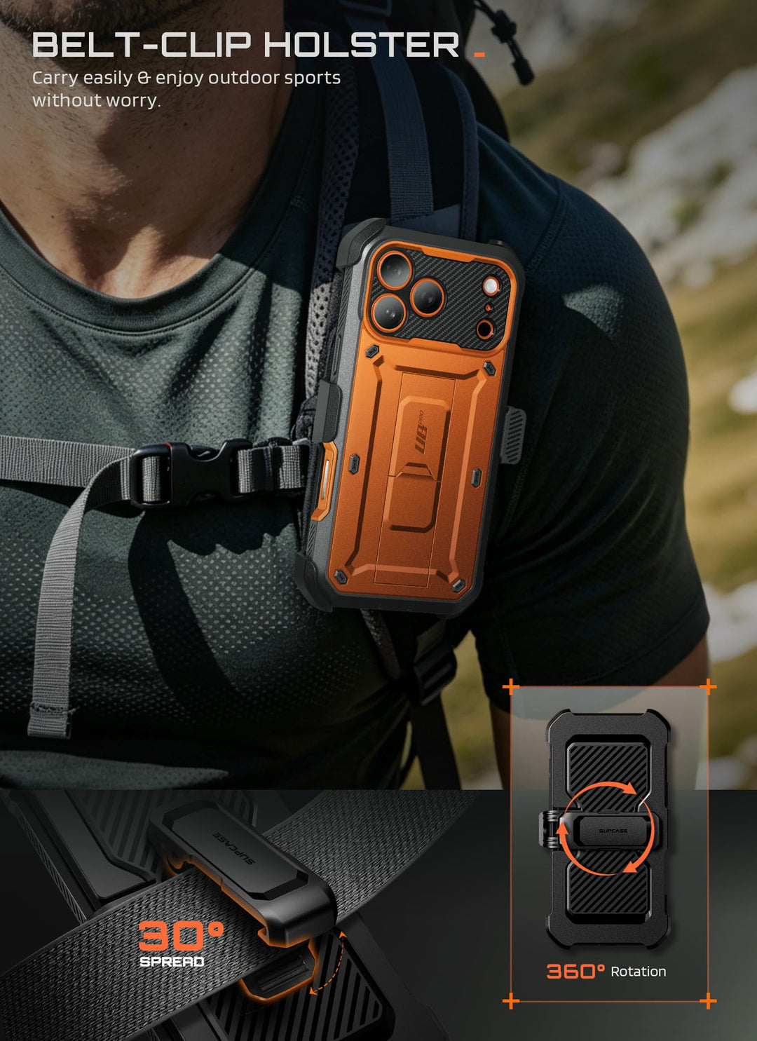 SUPCASE for iPhone Case, Belt Clip, Military-Grade Protection, Built-in Kickstand &amp; Screen Protector, Camera Control, Heavy-Duty Phone Case, Unicorn Beetle Pro