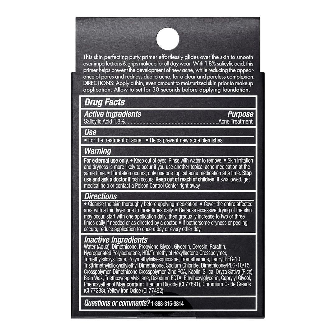 e.l.f. Acne Fighting Putty Primer, Infused with 1.8% Salicylic Acid, Helps Prevents Future Breakouts &amp; Helps Reduce Redness, Minimizes Appearance of Pores, Preps &amp; Primes Skin, 0.74 Oz (21g)