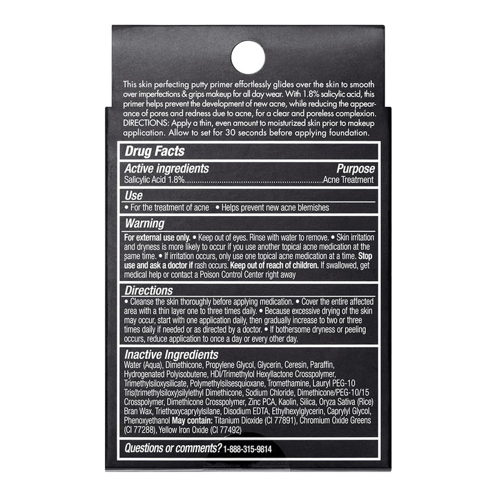 e.l.f. Acne Fighting Putty Primer, Infused with 1.8% Salicylic Acid, Helps Prevents Future Breakouts &amp; Helps Reduce Redness, Minimizes Appearance of Pores, Preps &amp; Primes Skin, 0.74 Oz (21g)