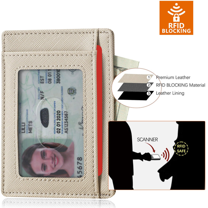 Travelambo Front Pocket Minimalist Leather Slim Wallet RFID Blocking Medium Size