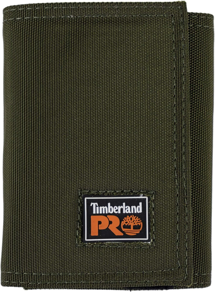 Timberland PRO Men's Cordura Nylon RFID Trifold Wallet with ID Window, Olive