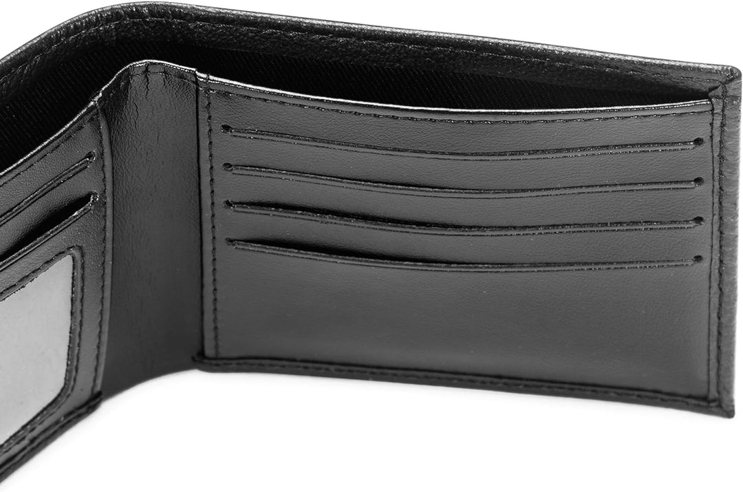 Caterpillar Men's Leather Bifold Wallet with Id Window - Black