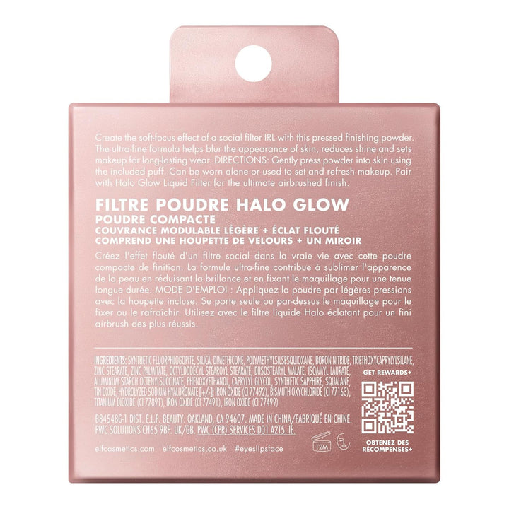 e.l.f. Halo Glow Powder Filter, Ultra-fine Finishing Powder, Smooths The Look of Pores &amp; Fine Lines, Creates A Soft-Focus Glow, Vegan &amp; Cruelty-Free