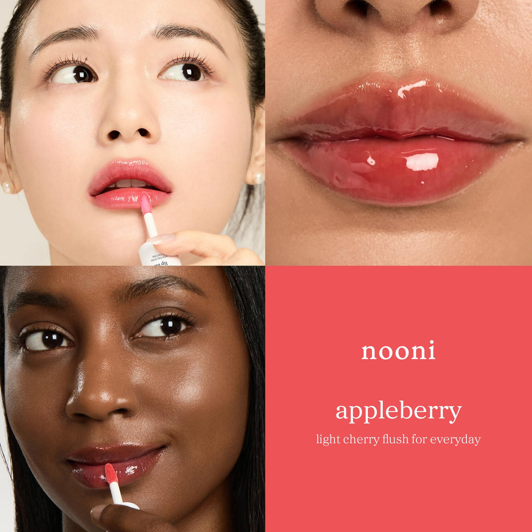 NOONI Korean Lip Oil - Applemint | Long-Lasting, Moisturizing, Plumping, Revitalizing for Dry Lips, Waterproof, No Peel Off, Hydrating, Nourishing Crystal Clear Lip Stain, 0.12 FL Oz