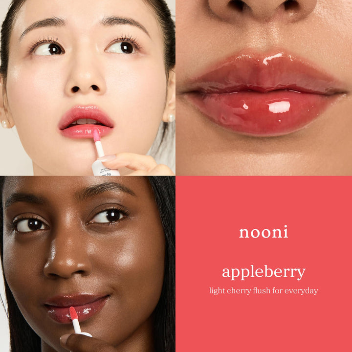 NOONI Korean Lip Oil - Applemint | Long-Lasting, Moisturizing, Plumping, Revitalizing for Dry Lips, Waterproof, No Peel Off, Hydrating, Nourishing Crystal Clear Lip Stain, 0.12 FL Oz