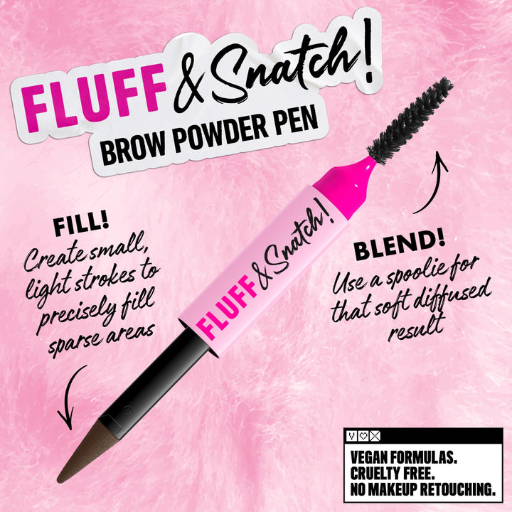NYX PROFESSIONAL MAKEUP Fluff &amp; Snatch Brow Powder Pen, Cream To Powder Eyebrow Pen For Soft, Defined Brows, Smudge and Transfer-Resistant Formula