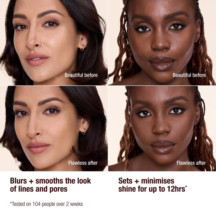 Charlotte Tilbury Airbrush Flawless Finish Setting Powder - Pore-Blurring Pressed Powder for Face Makeup to Minimize Shine with a Soft-Focus Finish - Full Size