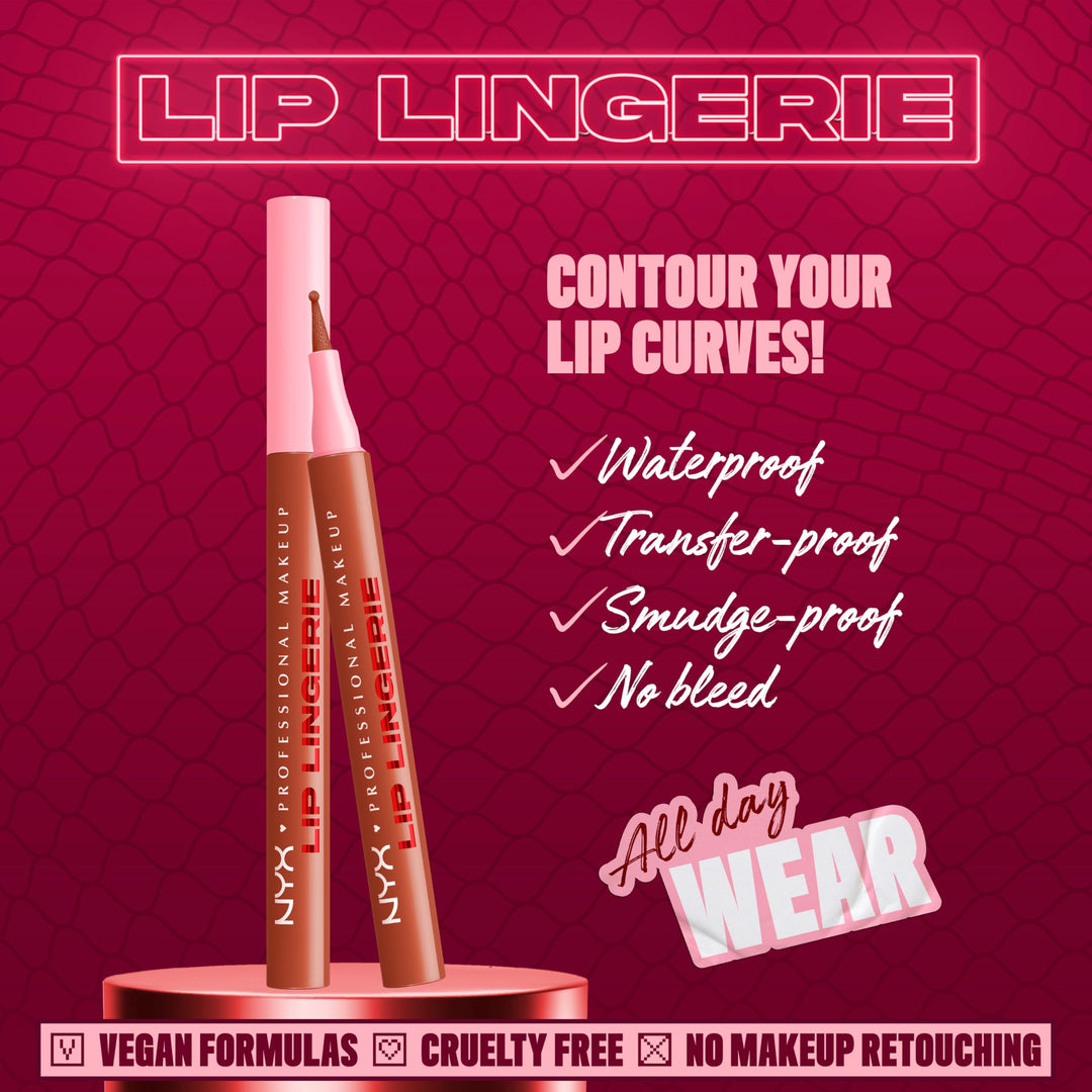 NYX PROFESSIONAL MAKEUP Lip Lingerie Liner Stain, Seamless Make Up with All-Day Color, Waterproof Lip Stain Finish - Up All Night