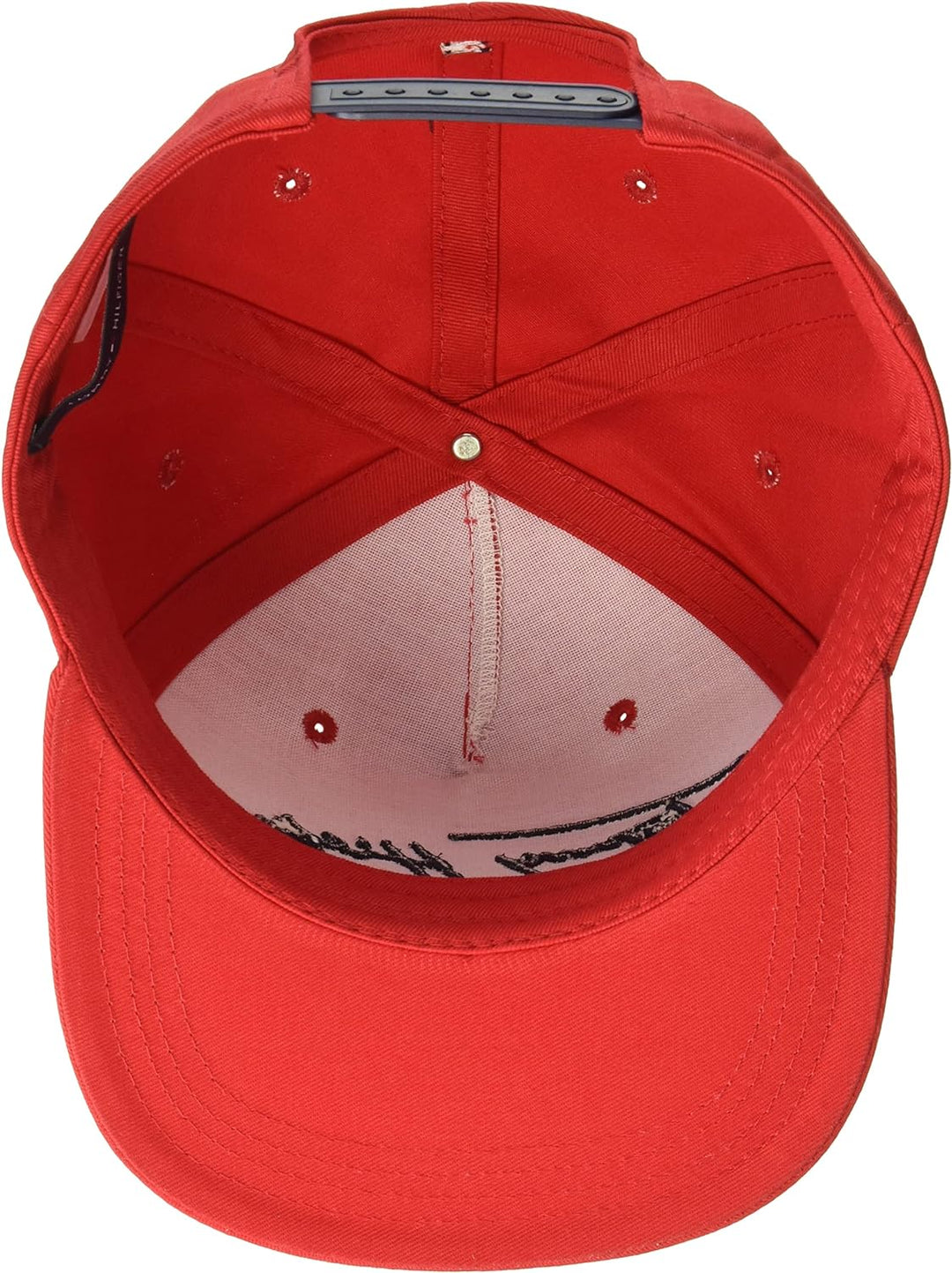 Tommy Hilfiger Men's Signature Flat Brim Baseball Cap - Apple Red W Navy Logo