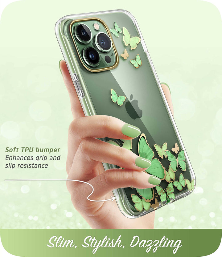 i-Blason Cosmo for iPhone 13 Pro Max Case [Built-in Screen Protector] [Military-Grade Protection] Slim Full-Body Stylish Protective Shockproof Phone Case for iPhone 13 Pro Max (Butterfly)