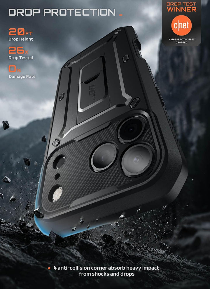 SUPCASE for iPhone Case, Belt Clip, Military-Grade Protection, Built-in Kickstand &amp; Screen Protector, Camera Control, Heavy-Duty Phone Case, Unicorn Beetle Pro