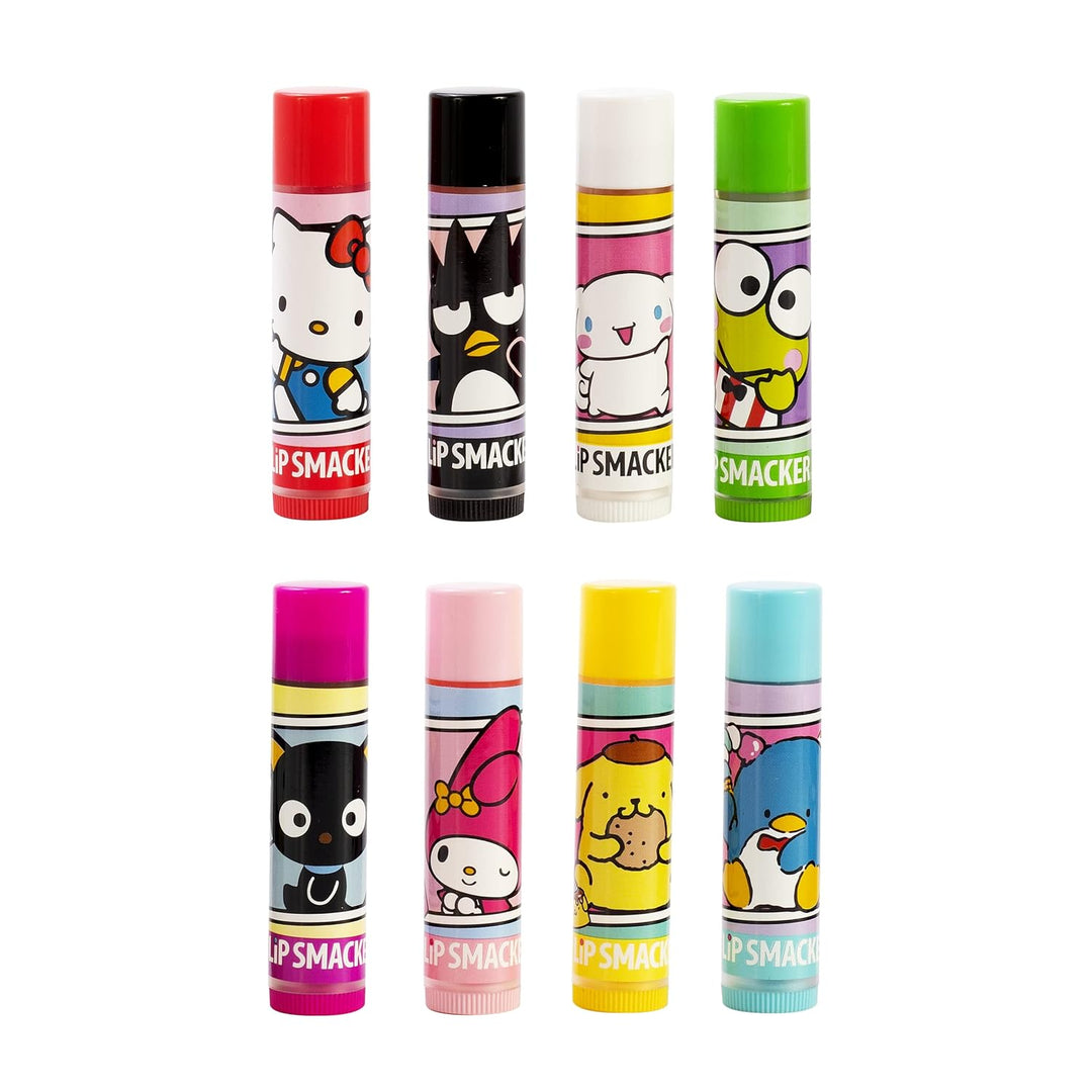 Lip Smacker Sanrio Hello Kitty and Friends 8-Piece Flavored Lip Balm, My Melody, Little Twin Stars, and Chococat, Hydrating & Protecting - Cruelty-Free