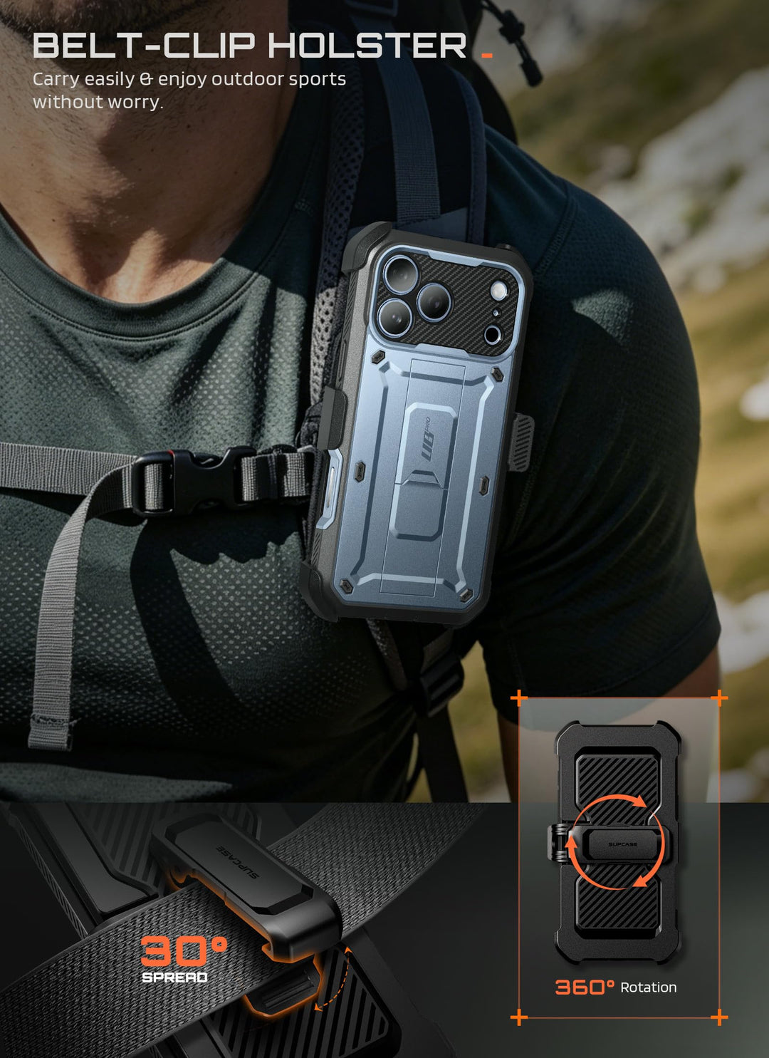 SUPCASE for iPhone Case, Belt Clip, Military-Grade Protection, Built-in Kickstand &amp; Screen Protector, Camera Control, Heavy-Duty Phone Case, Unicorn Beetle Pro