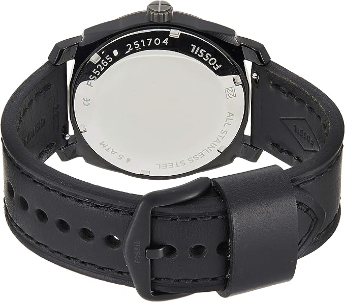Fossil Men's FS5265 Machine Three-Hand Date Black Leather Watch - 3alababak