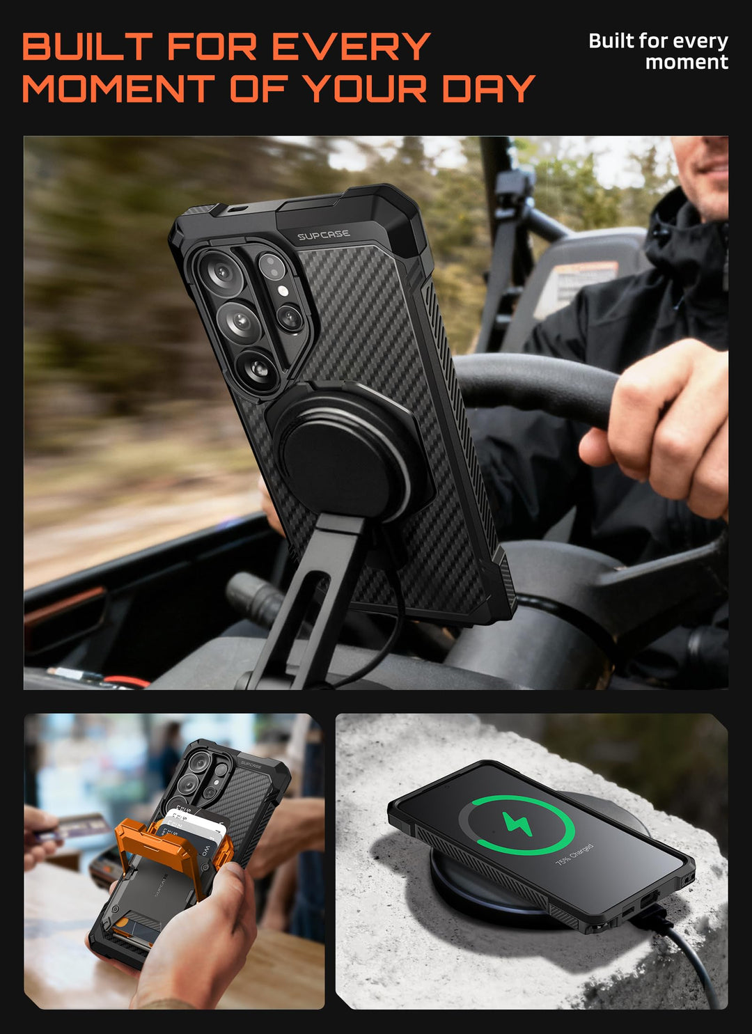 غطاء SUPCASE لهاتف Samsung Galaxy S26 Ultra مع حامل مدمج، ولوحة خلفية شفافة من البولي كربونات، ومغناطيس قوي، ومتوافق مع MagSafe، وحماية فائقة المتانة، ومقاوم للانزلاق، بتصميم Unicorn Beetle Grip