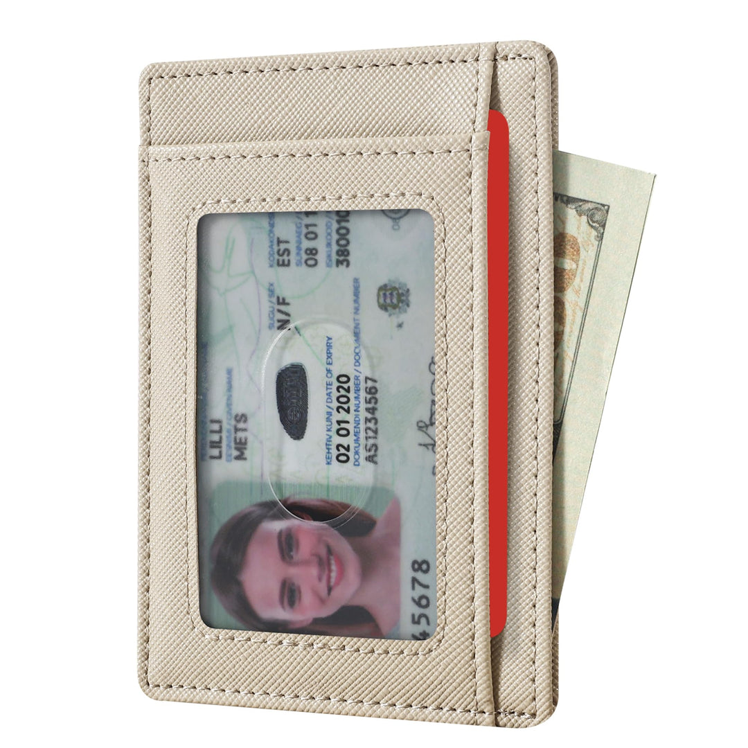 Travelambo Front Pocket Minimalist Leather Slim Wallet RFID Blocking Medium Size
