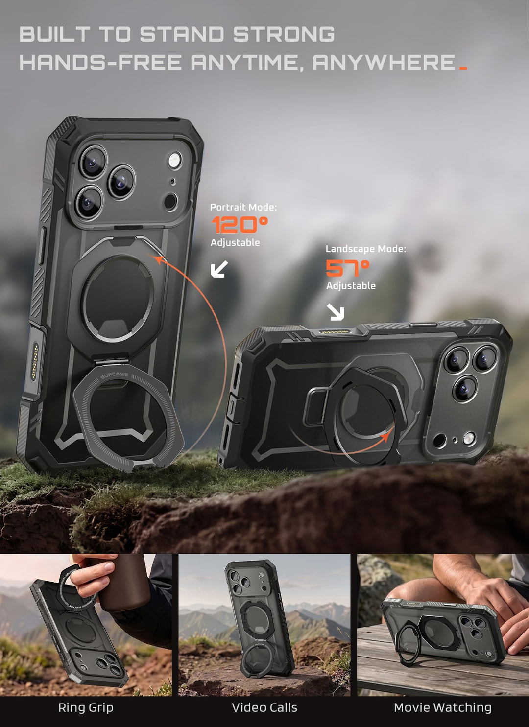 جراب SUPCASE لهاتف iPhone 18 Pro / iPhone 17 Pro، حماية فائقة مع واقي شاشة زجاجي، زر التحكم بالكاميرا، حامل مغناطيسي، متوافق مع MagSafe، جراب حماية كامل للجسم Unicorn Beetle Grip Pro