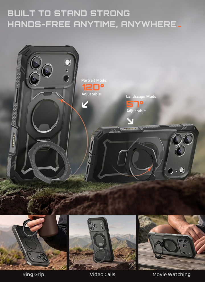جراب SUPCASE لهاتف iPhone 18 Pro / iPhone 17 Pro، حماية فائقة مع واقي شاشة زجاجي، زر التحكم بالكاميرا، حامل مغناطيسي، متوافق مع MagSafe، جراب حماية كامل للجسم Unicorn Beetle Grip Pro