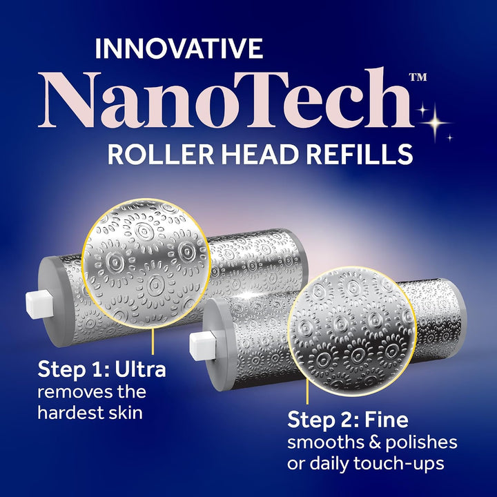 Dr. Scholl’s NanoTech Roller Replacement Heads, Pedi Perfect Pro Foot File Mixed pack, 1x Ultra Coarse removes hard skin, 1x Fine Coarse to smooth and polish, use on wet &amp; dry feet, for foot care