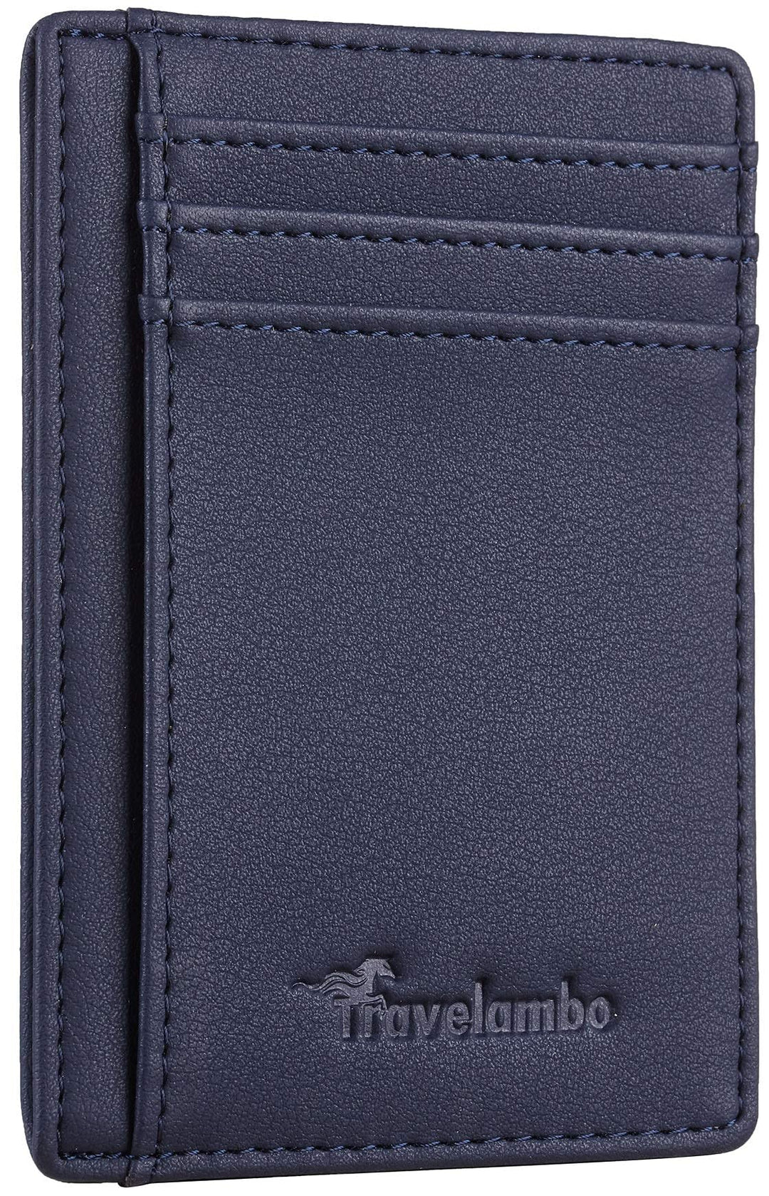 Travelambo Front Pocket Minimalist Leather Slim Wallet RFID Blocking Medium Size