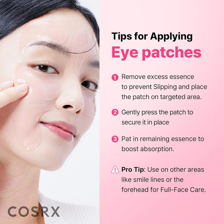 COSRX Pink Peptides Collagen Hydrogel Eye Patch for Puffy Eyes, Dark Circles &amp; Fine Lines, Cooling Under Eye Patches (60), Korean Skin Care