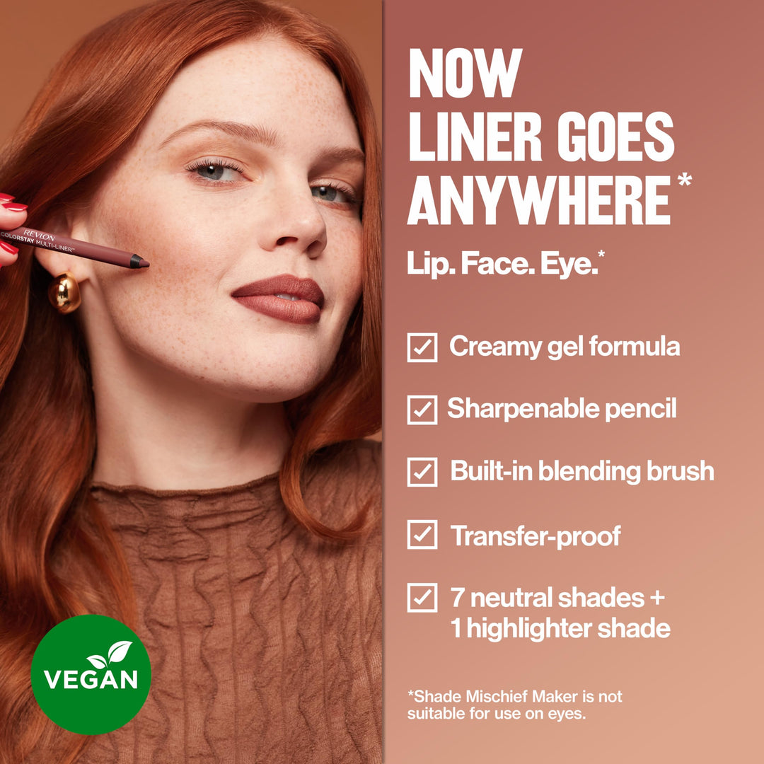 Revlon ColorStay Multi-Liner for Lips, Eyes &amp; Face | Creamy multi-use liner for lips, eyes &amp; face. Precision brush for easy blending. Glides on without tugging.