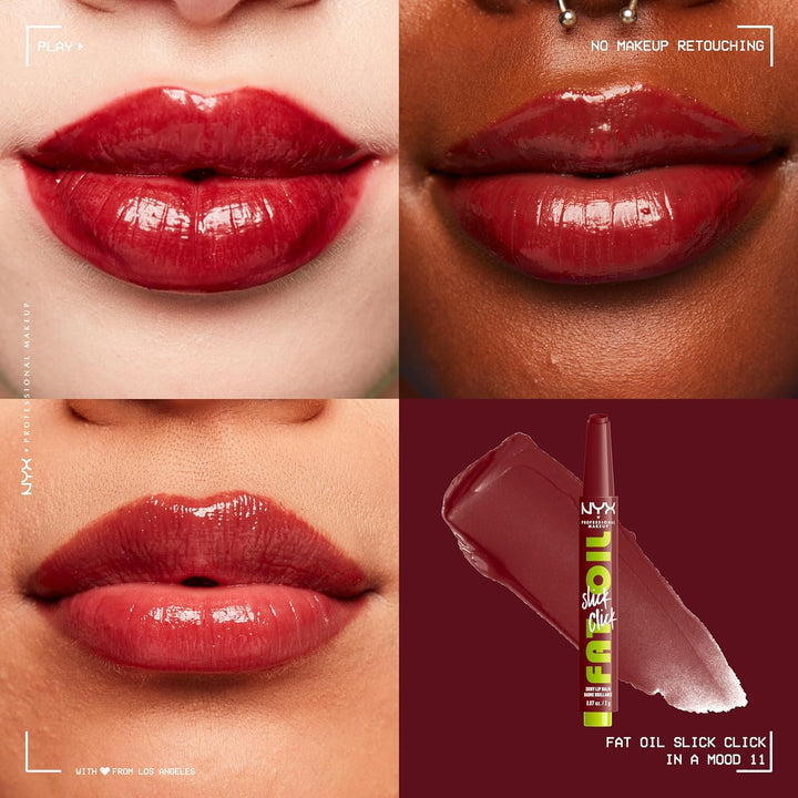 NYX PROFESSIONAL MAKEUP Fat Oil Slick Click, Lightweight, Buildable, Pigmented Vegan Lip Balm