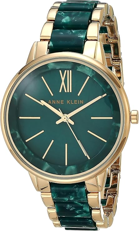 Anne Klein ‎ AK/1413LBSV Women's Resin Bracelet Watch - Green/Gold