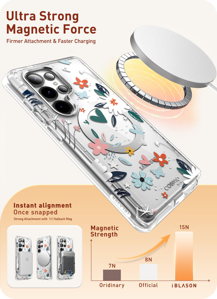 i-Blason Cosmo for Samsung Galaxy S25 Ultra Case MagSafe with Built-in Screen Protector [Support Fingerprint ID & Wireless Charger] Full-Body Slim Style Magnetic Phone Case for S25 Ultra