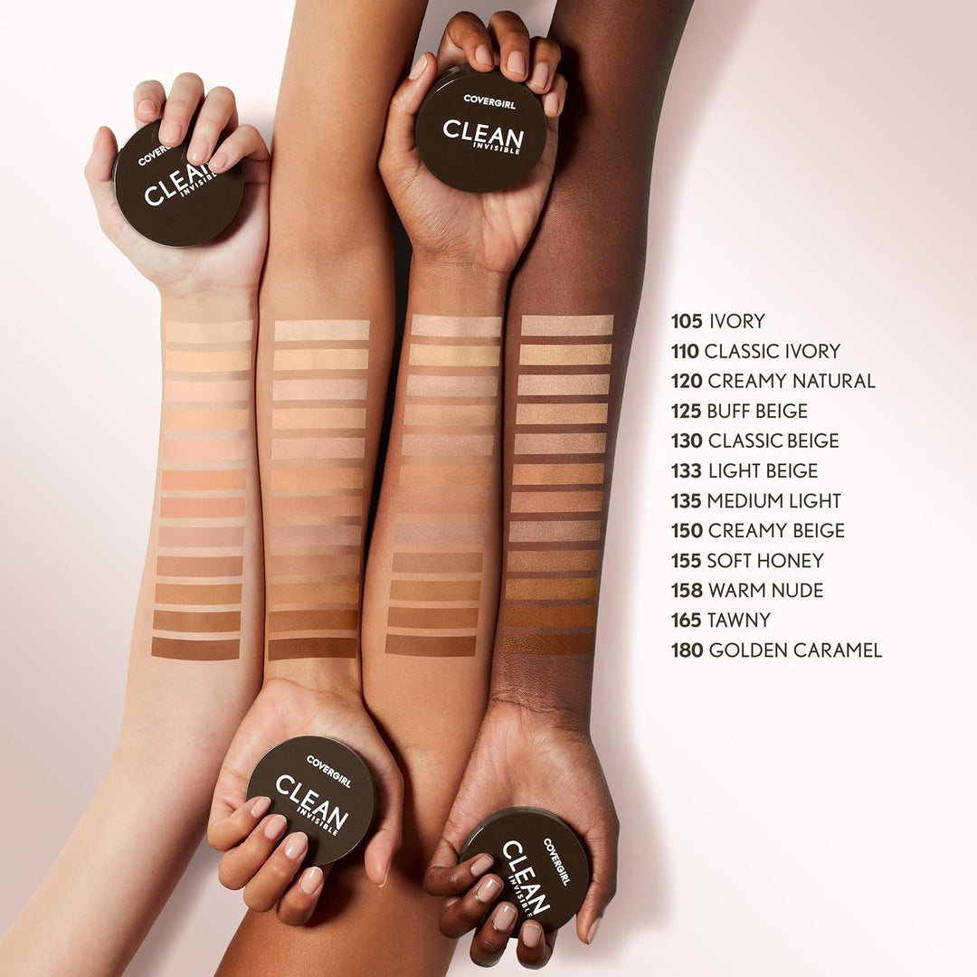 Covergirl Clean Invisible Pressed Powder, Lightweight, Breathable, Vegan Formula