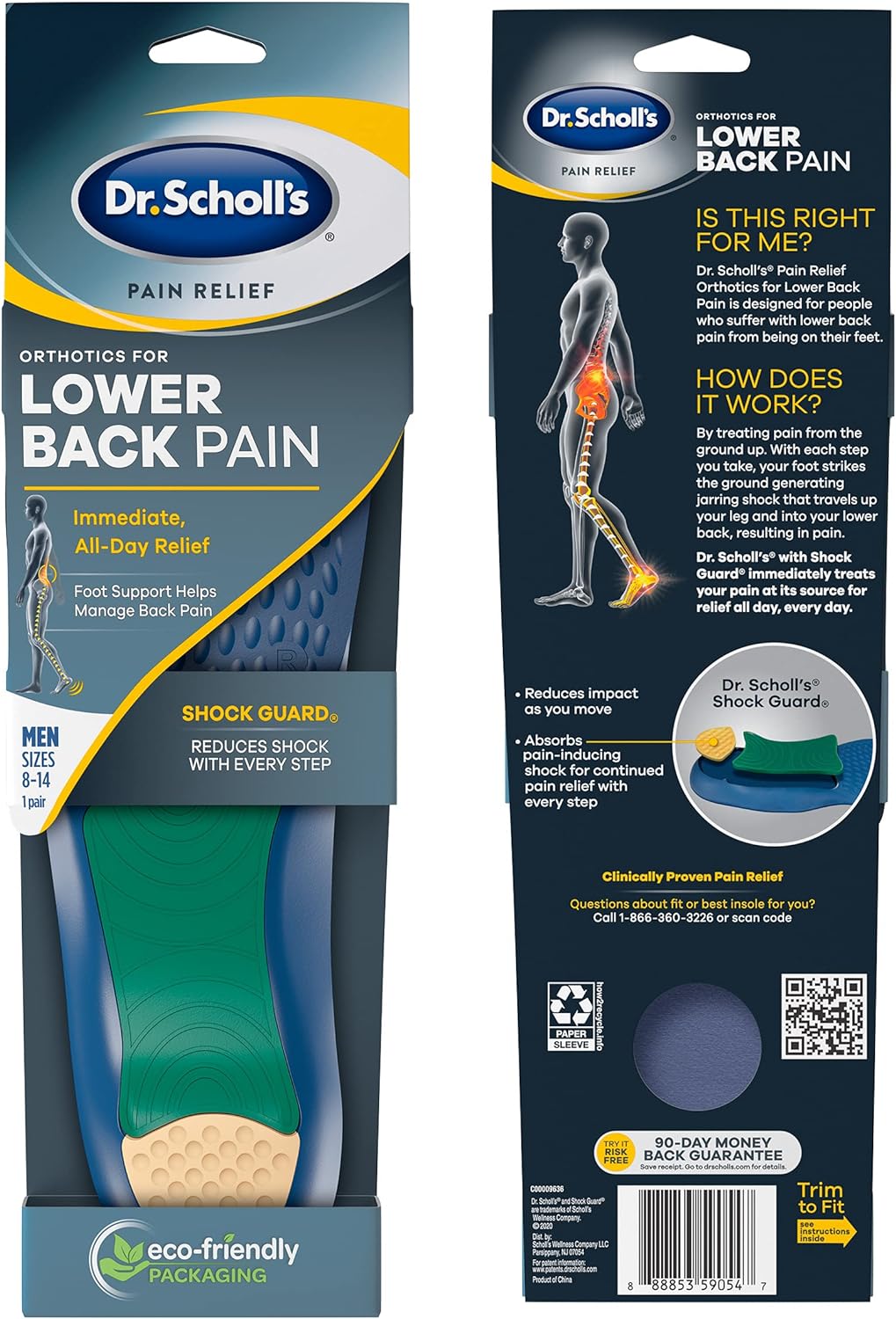Dr. Scholl's Lower Back Pain Relief Orthotics // Clinically Proven Immediate and All-Day Relief of Lower Back Pain - Men's 8-14