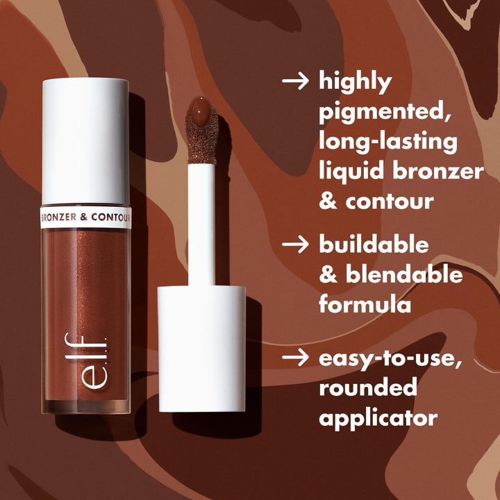 e.l.f. Camo Liquid Bronzer & Contour, Silky Highly Pigmented Formula, Creates a Long-Lasting Bronzed Glow & Natural Look, Vegan & Cruelty-Free