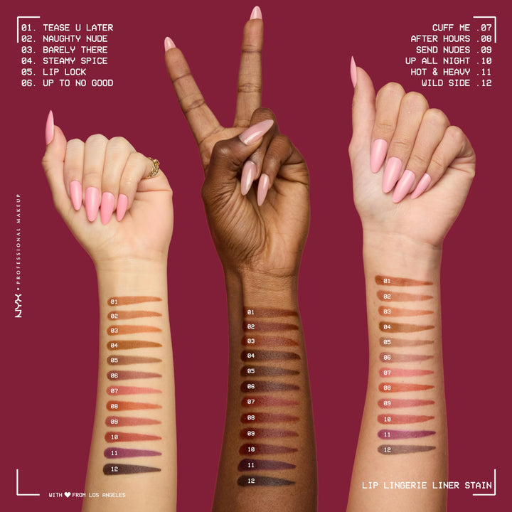 NYX PROFESSIONAL MAKEUP Lip Lingerie Liner Stain, Seamless Make Up with All-Day Color, Waterproof Lip Stain Finish - Up All Night