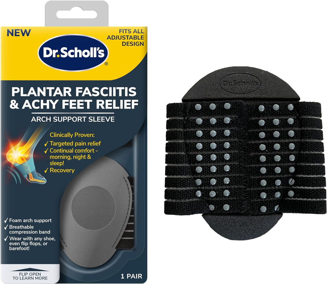 Scholl's® Plantar Fasciitis Achy Feet Relief Arch Support Sleeve, Cushioned Arch Support, Compression Band, Foam Pad Insert, Non Slip Sole,
